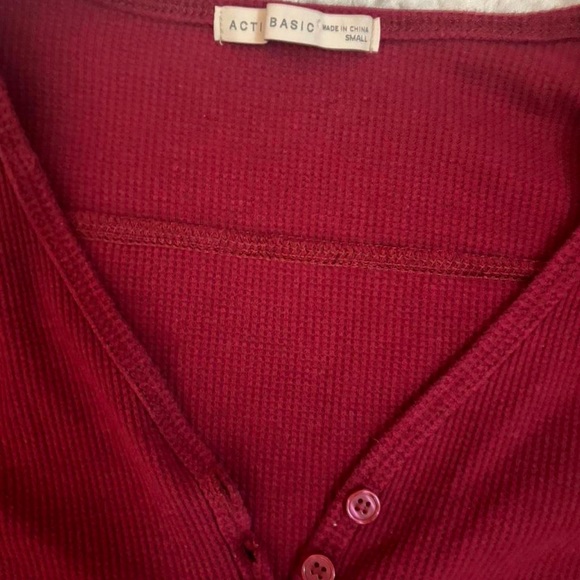 GAP Burgundy Long Sleeve Henley Tee - Picture 3 of 4